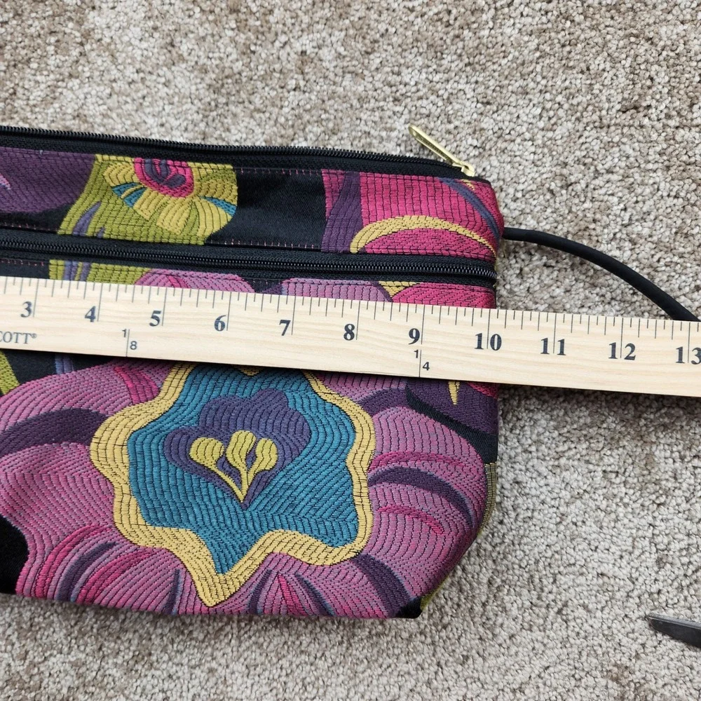 Danny K Beverly Hills Floral Tapestry Crossbody Bag Purple Pink Made in USA